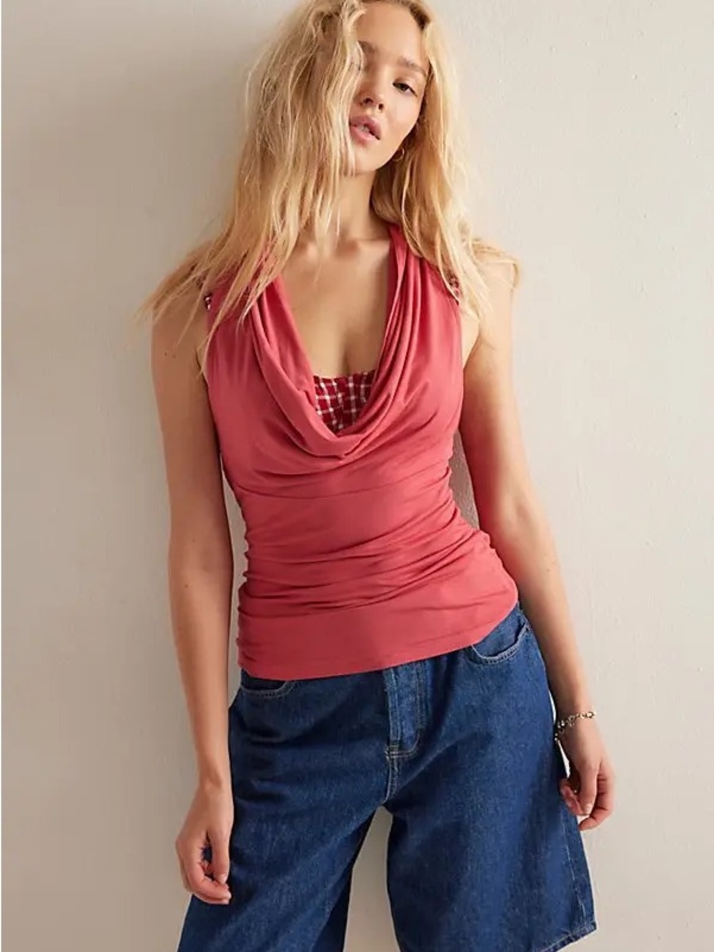 Free People Sleeveless Draped Cowl Neck Tank Top XS